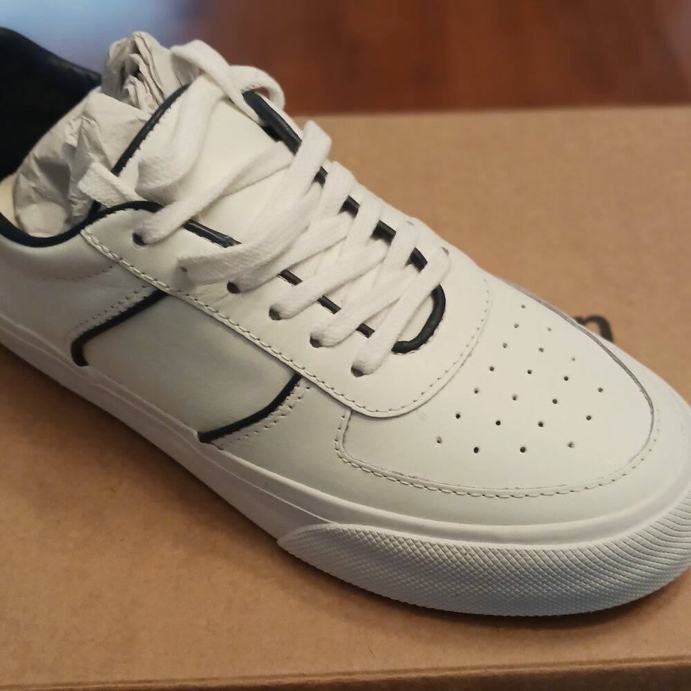 Reformation Harlow Leather Sneaker White / Midnight - Size 6